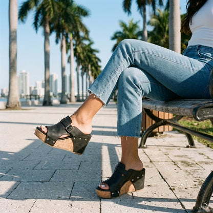 Enid Lodovica | Wide-Strap Wedge Sandals