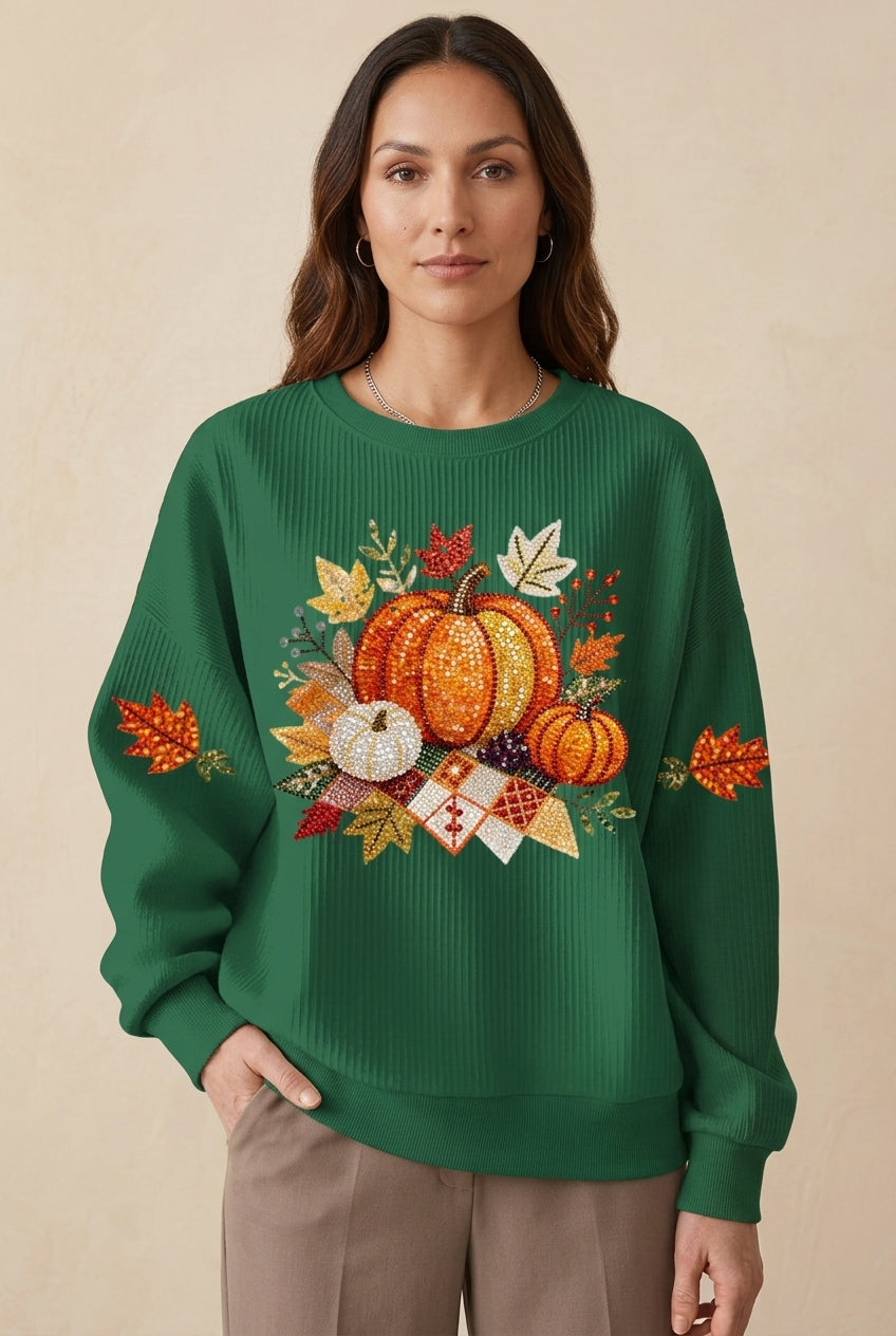 Cozy Harvest Sweatshirt for Women, Soft Relaxed-Fit Festive Design, for Fall, Thanksgiving, Casual & Lounging