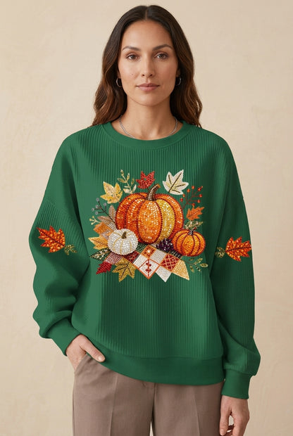 Cozy Harvest Sweatshirt for Women, Soft Relaxed-Fit Festive Design, for Fall, Thanksgiving, Casual & Lounging