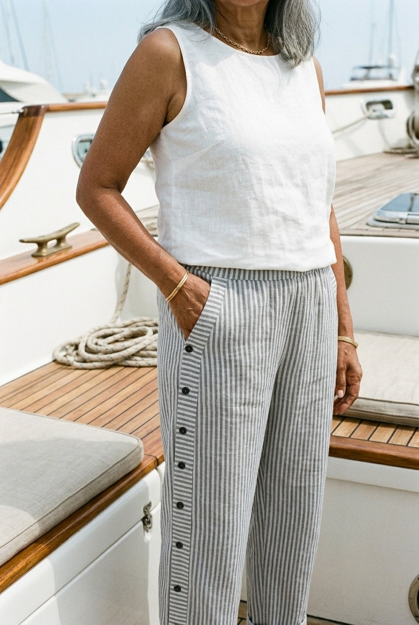Vada Madeleine | Striped Wide Leg Pants