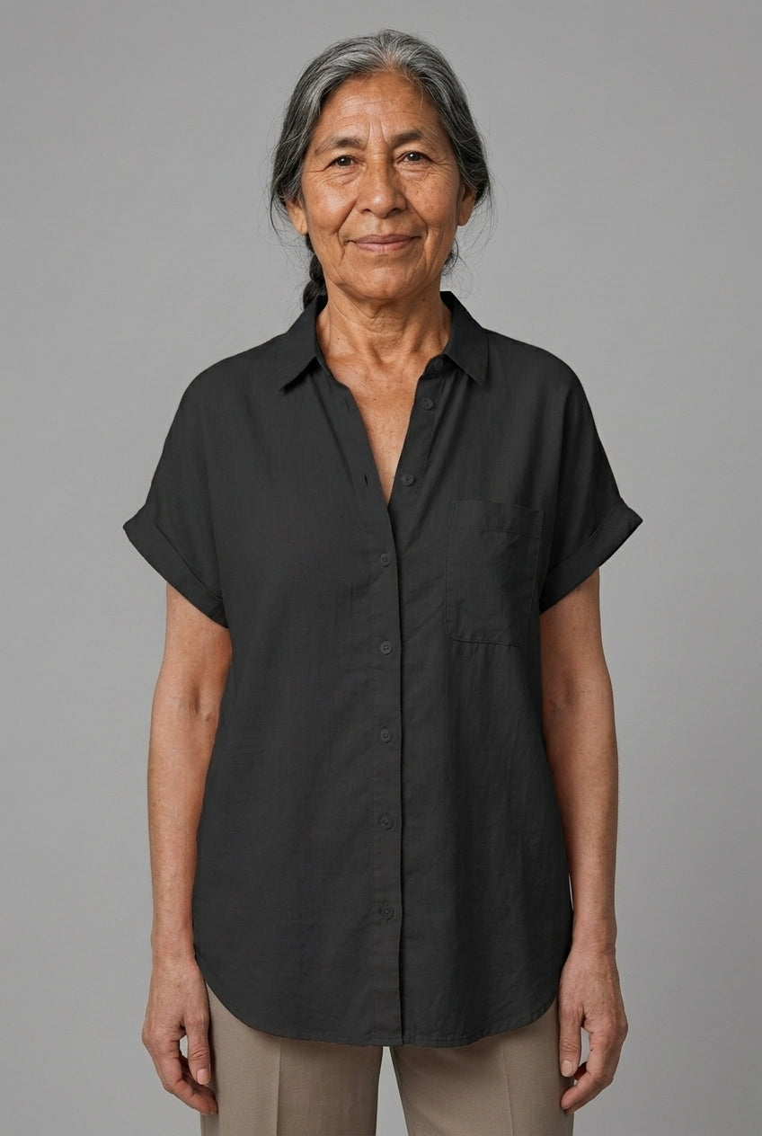 Celestine Leonie | Button-Down Short-Sleeve Blouse