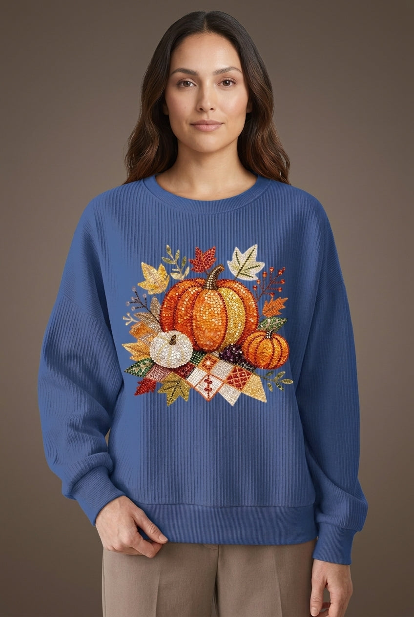 Cozy Harvest Sweatshirt for Women, Soft Relaxed-Fit Festive Design, for Fall, Thanksgiving, Casual & Lounging