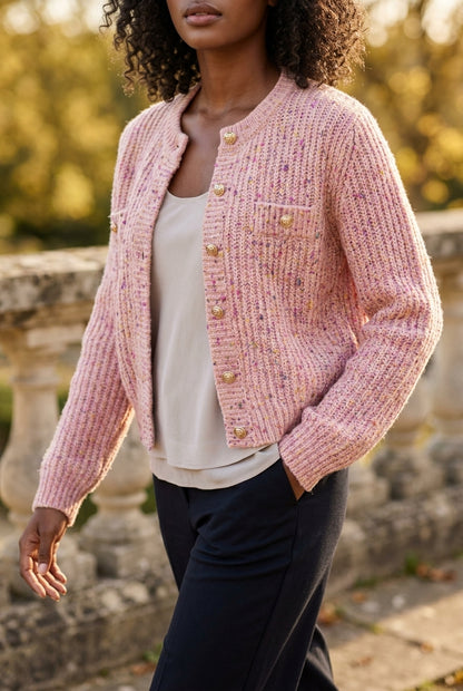 Divya | Cropped Crew Neck Cardigan