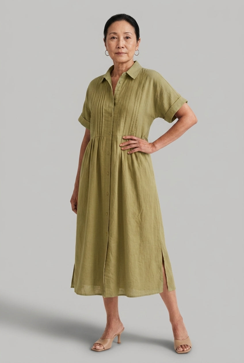 Nathalie | Cotton Button Midi Dress