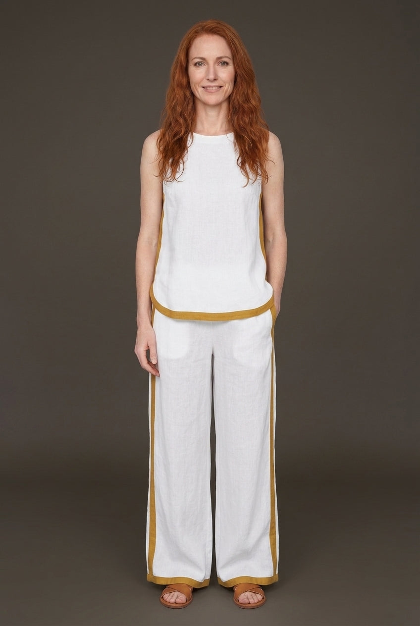 Elegant Sleeveless Wide-Leg Trouser Set for Women, Lightweight Relaxed Fit, for Work, Casual & Evening Wear