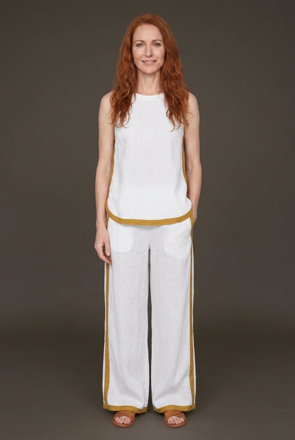 Elegant Sleeveless Wide-Leg Trouser Set for Women, Lightweight Relaxed Fit, for Work, Casual & Evening Wear