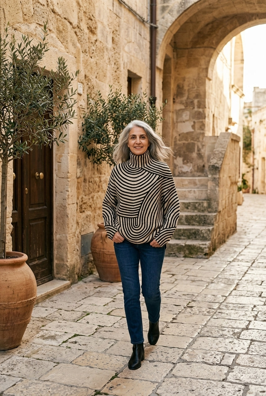 Jocelyn Ariadne | Striped Roll Neck Sweater