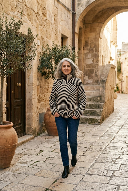 Jocelyn Ariadne | Striped Roll Neck Sweater
