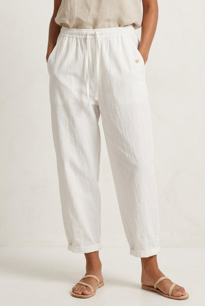 Relaxed Cotton Drawstring Trousers for Women, 100% Cotton Loose-Fit with Side Pockets, for Casual, Beach, Travel & Every