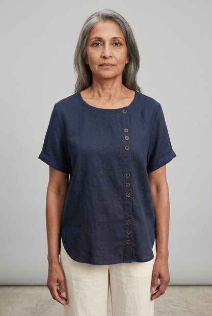 Zenaide | Short Sleeve Round Neck Blouse