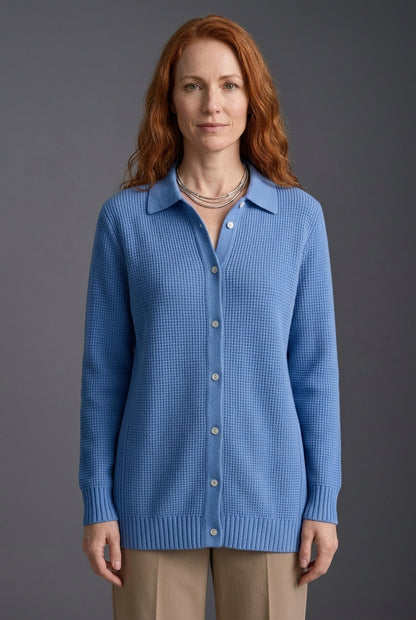 Elegant Longline Knit Cardigan for Women, Button-Front Cozy Soft Cotton, for Work, Casual, Everyday & Layering