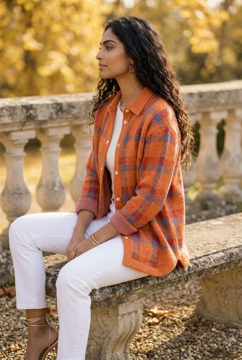 Kata | Oversized Plaid Knit Cardigan