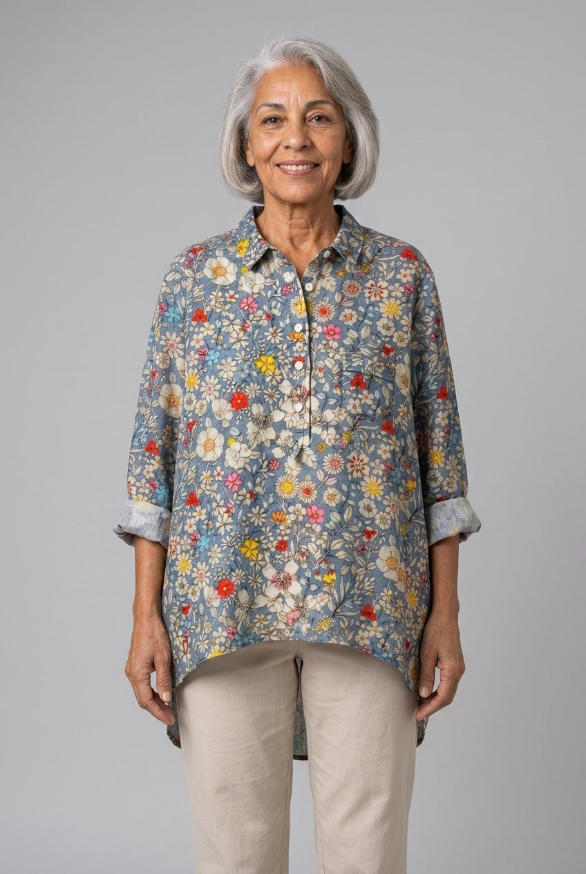 Gwyneth Helena | Floral Oversized Collar Blouse