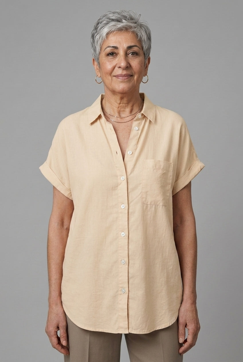 Celestine Leonie | Button-Down Short-Sleeve Blouse