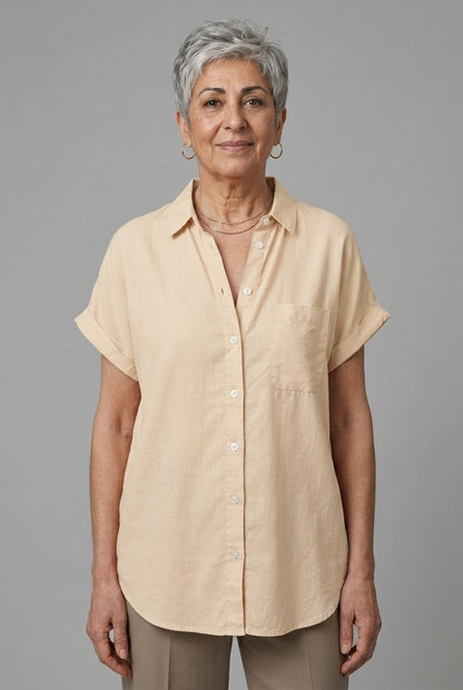 Celestine Leonie | Button-Down Short-Sleeve Blouse