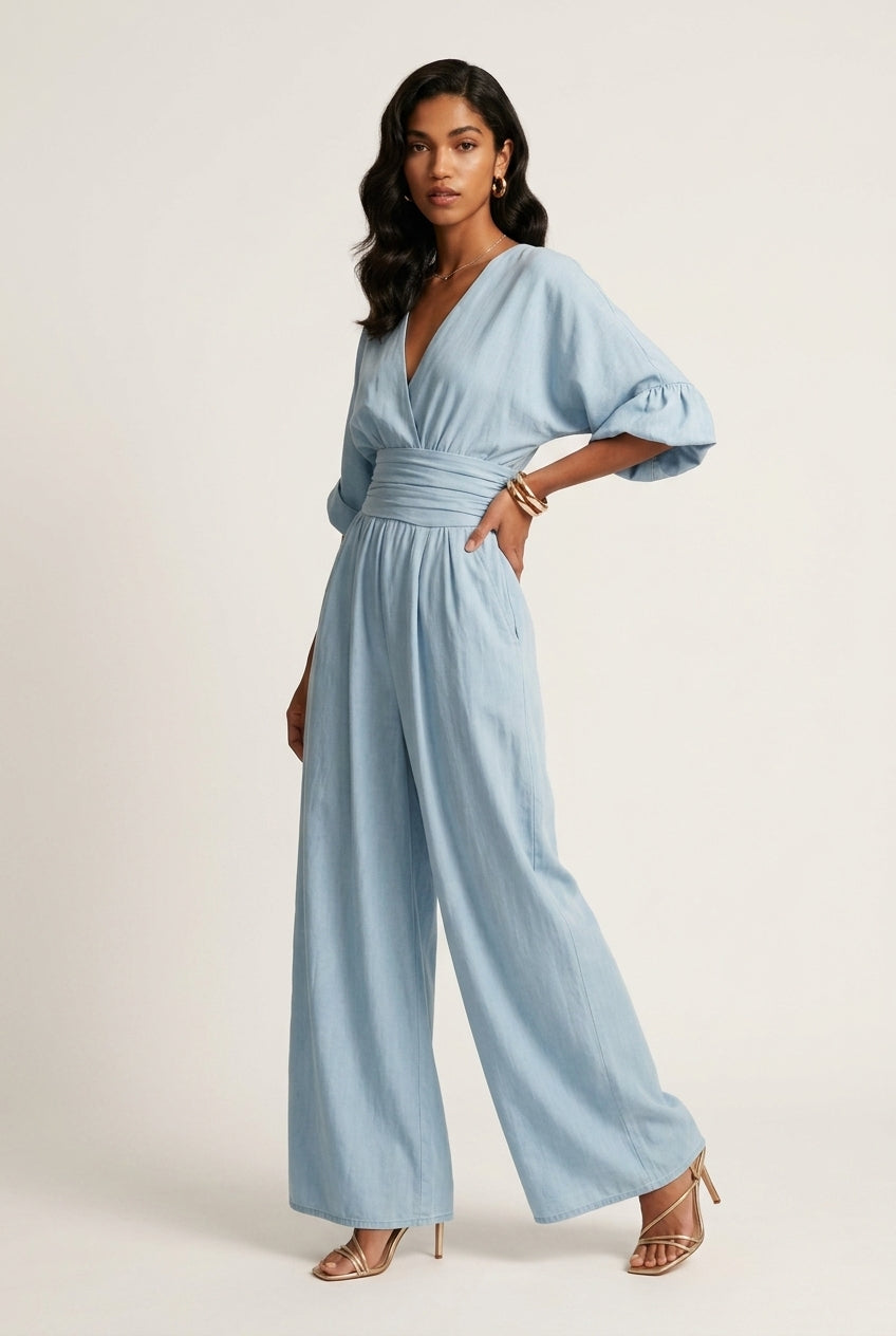 Emberly | Wide Sleeve V-Neck Jumpsuit