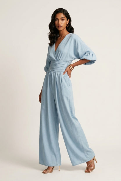 Emberly | Wide Sleeve V-Neck Jumpsuit