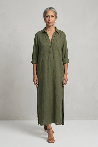 Cosima Karolina | Button-Front Maxi Shirt Dress