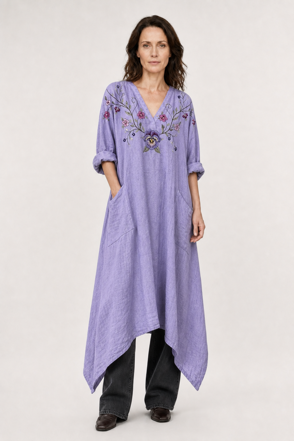 Cleo | Women's Cotton Boho Print Front Pocket Maxi Dress