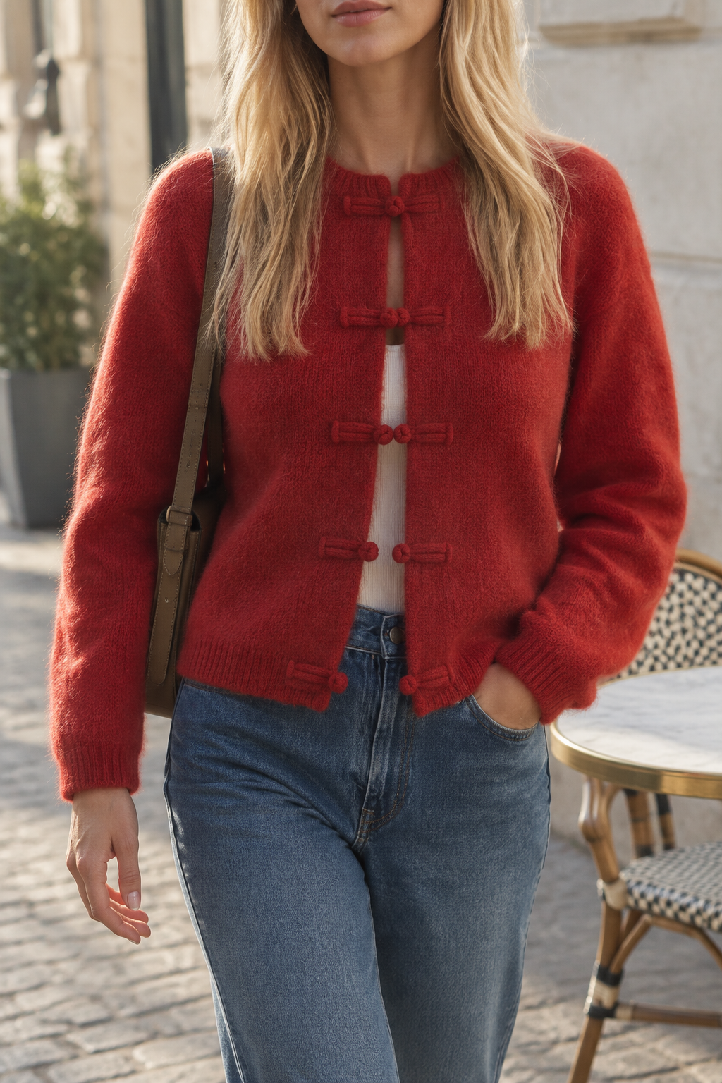 Yanis | V-Neck Frog Button Cardigan