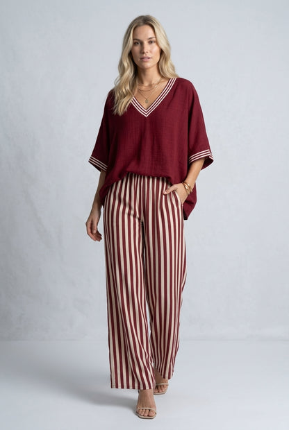 Mirren | Striped V-Neck Coordinated Set