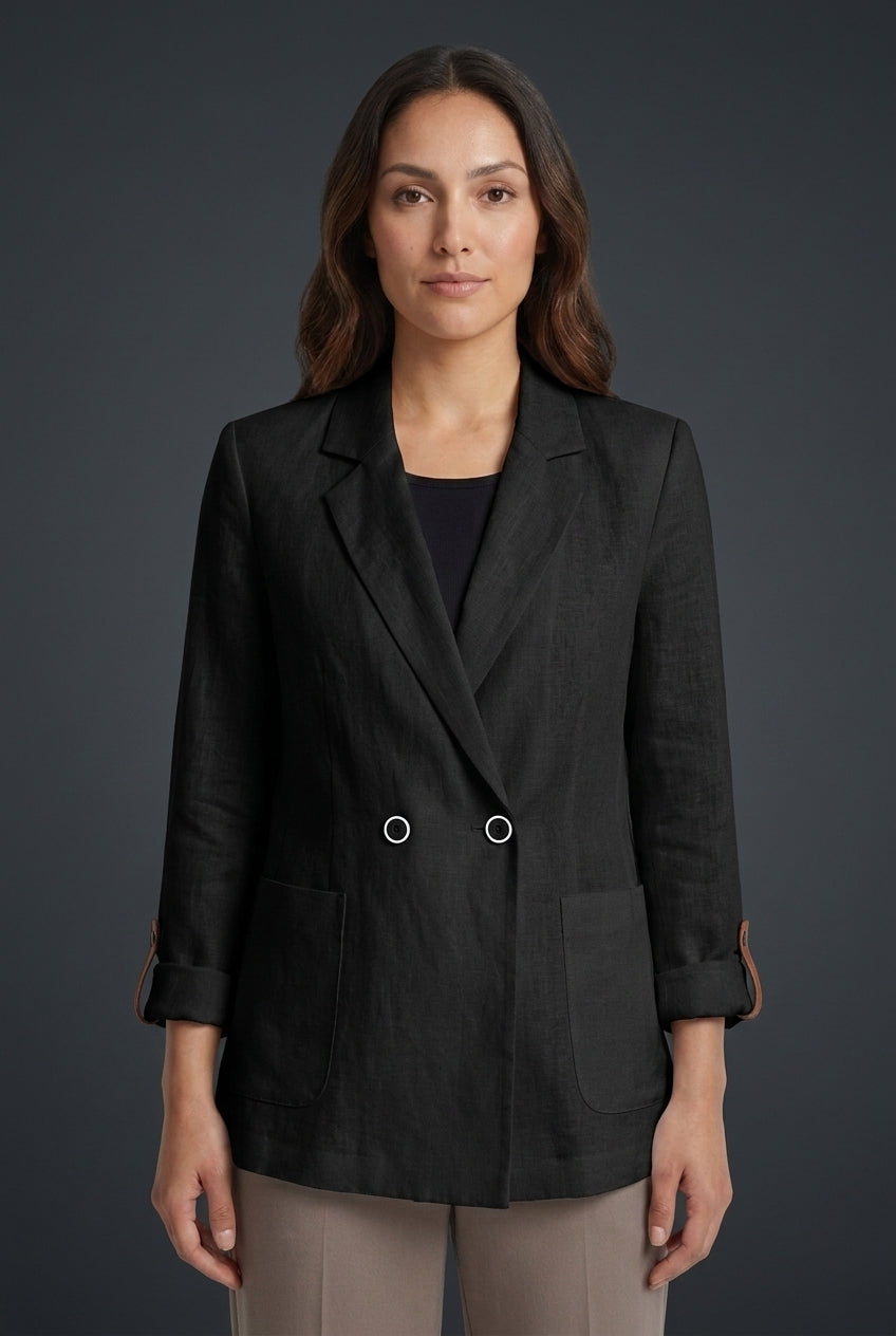 Rina | Women's Double Breasted Tailored Long Sleeve Blazer with Peak Lapels and Pockets