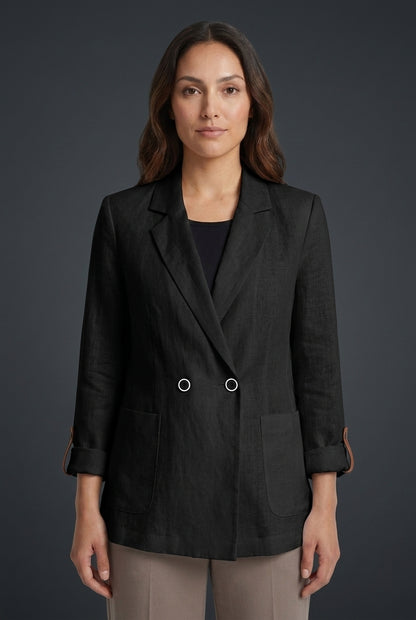 Rina | Women's Double Breasted Tailored Long Sleeve Blazer with Peak Lapels and Pockets