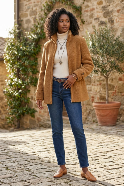 Nel | Sherpa Teddy Zip-Up Coat