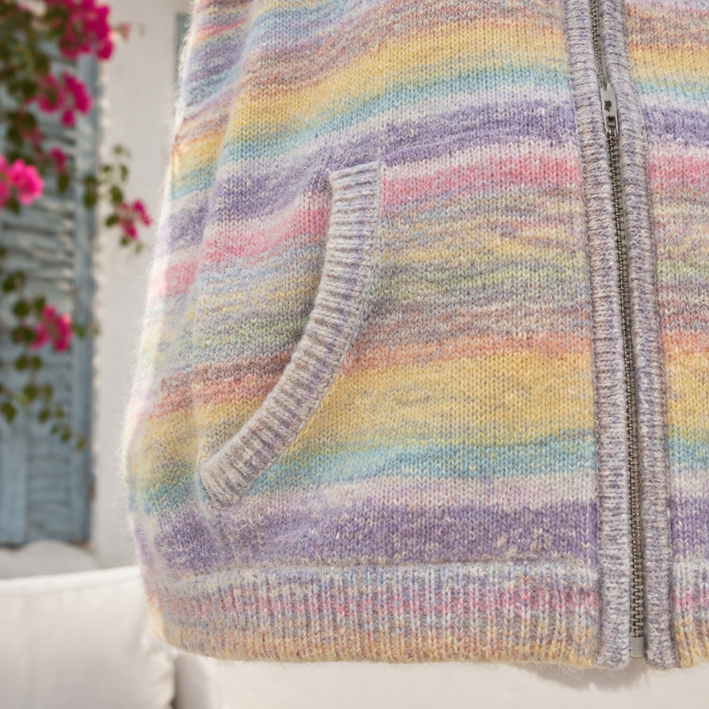 Elodea | Hooded Rainbow Striped Cardigan