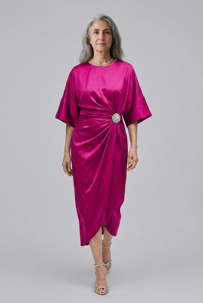 Maple | Wide Sleeve Satin Dress