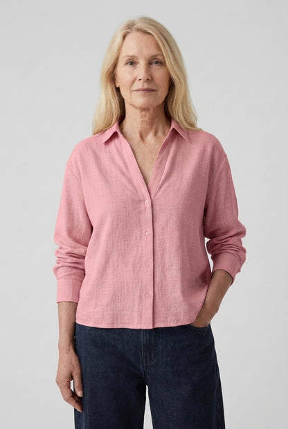 Casual Long Sleeve Shirt for Women, Loose Fit Soft Breathable, for Work-From-Home, Everyday Wear, Layering & Weekends