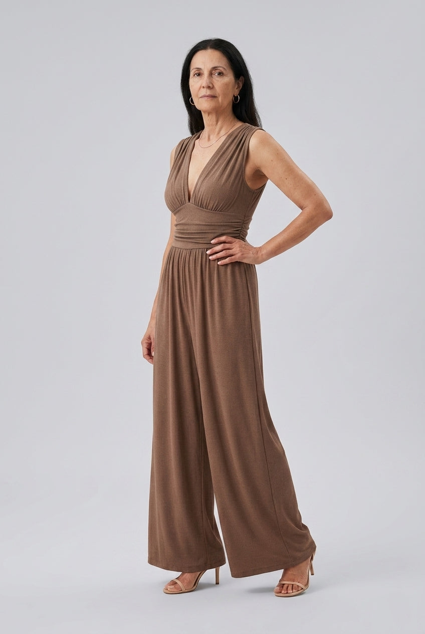 Chic Sleeveless Wide-Leg Jumpsuit for Women, Tailored Elegant Silhouette, for Work, Evening, Brunch & Everyday Wear