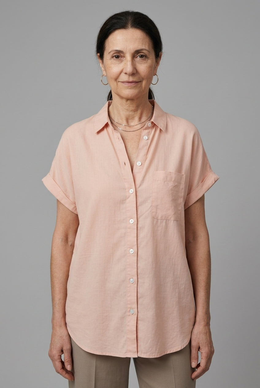 Celestine Leonie | Button-Down Short-Sleeve Blouse