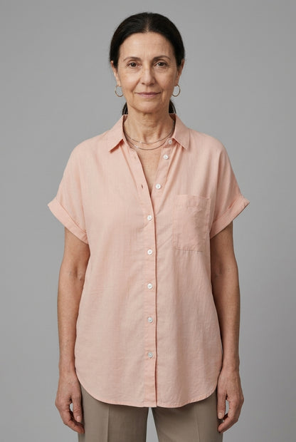 Celestine Leonie | Button-Down Short-Sleeve Blouse