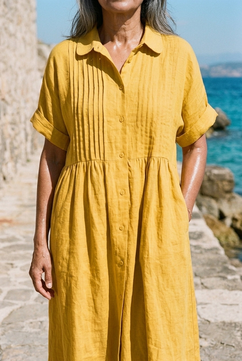 Nathalie | Cotton Button Midi Dress