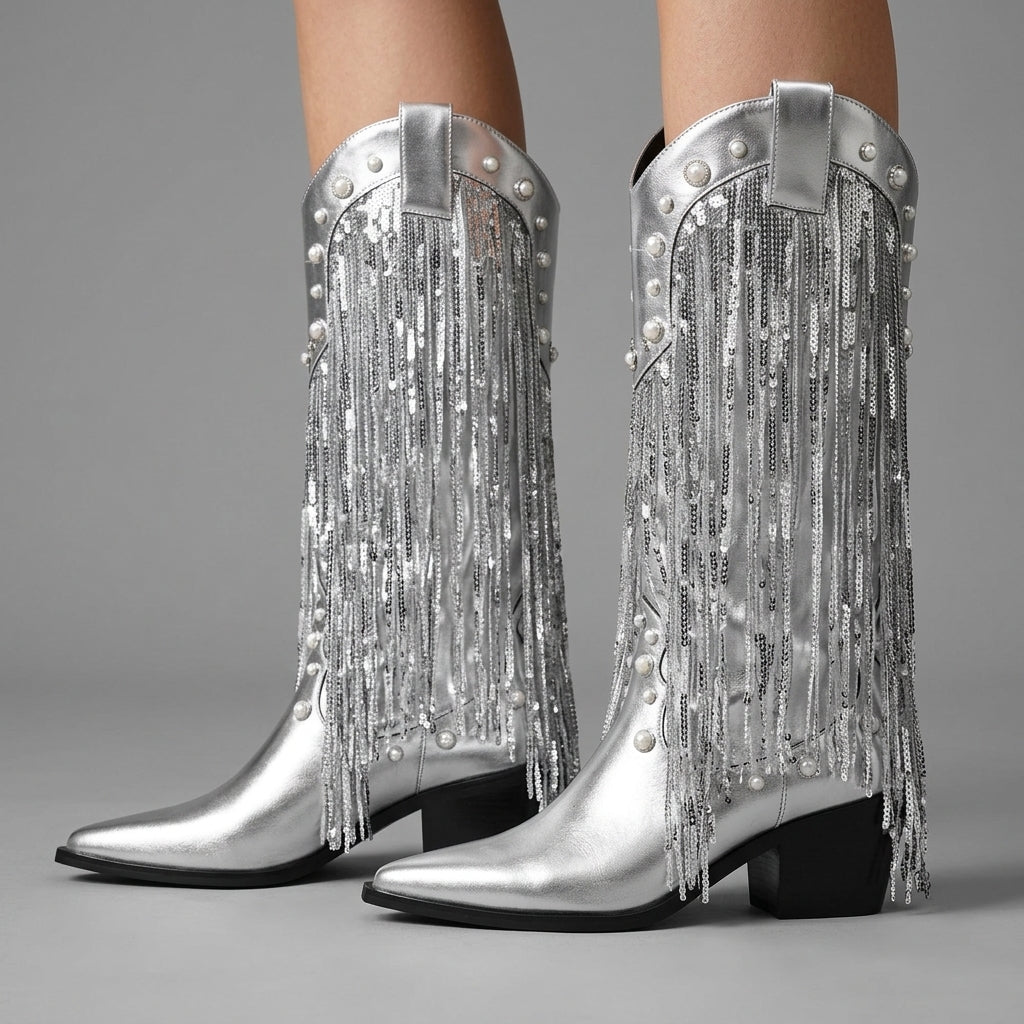 Zaia | Fringe Cowboy Mid-Calf Boots