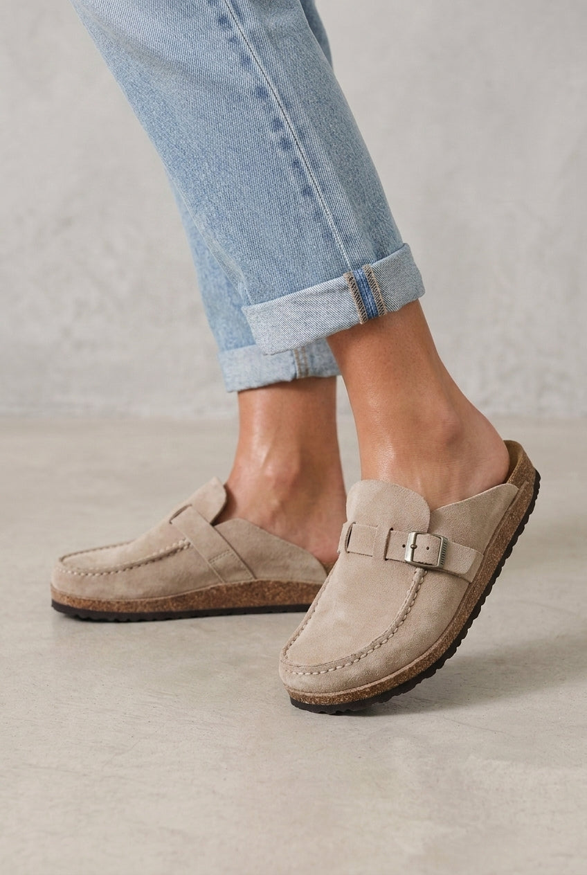 Elegant Low Heel Buckle Loafers for Women, Slip-On Metal Buckle Polished Structured, for Work, Office, Business & Everyd