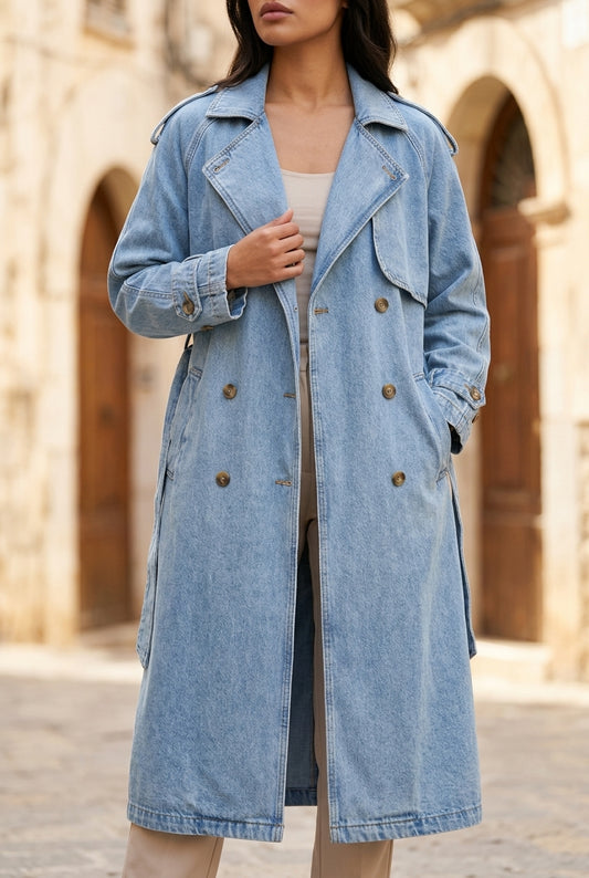 Ditis | Oversized Denim Trench Maxi Coat