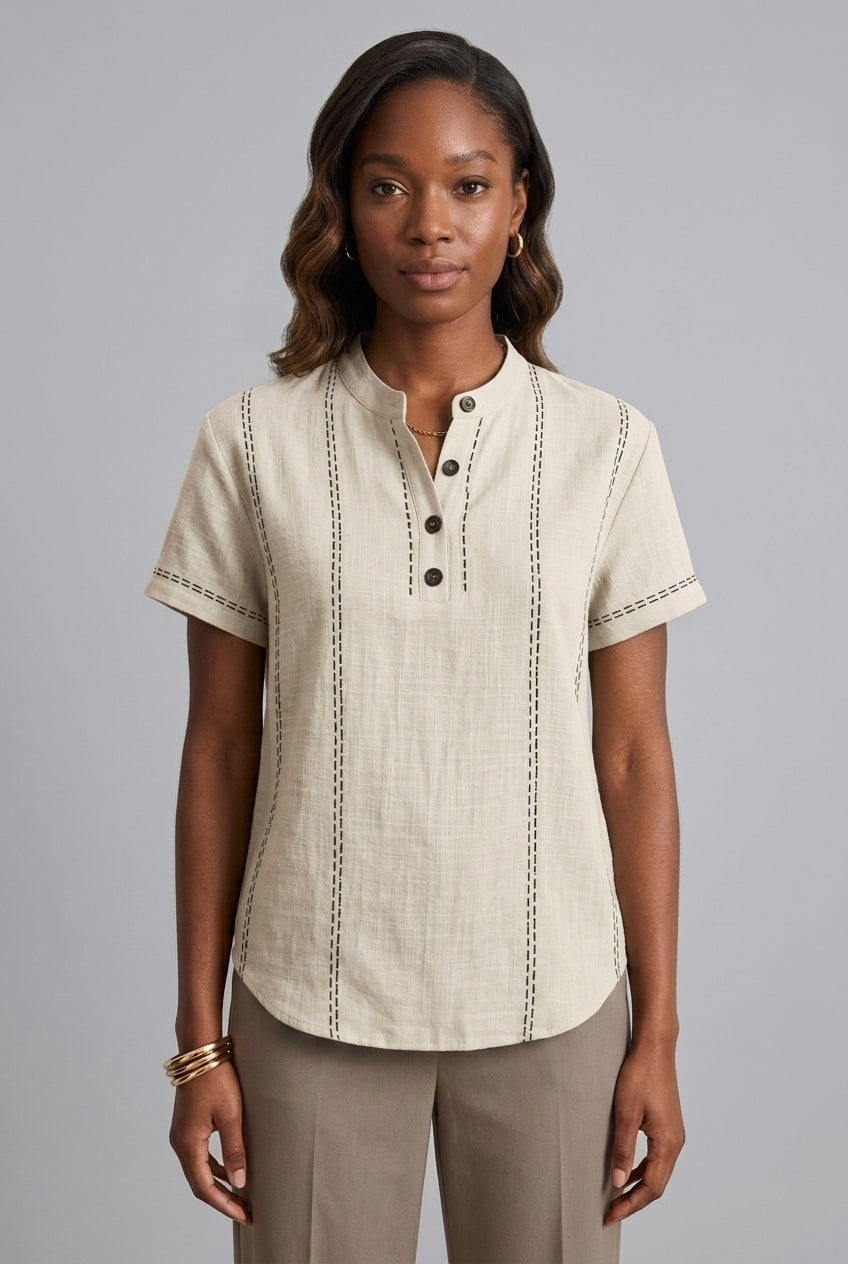 Cybele | Textured Henley Top