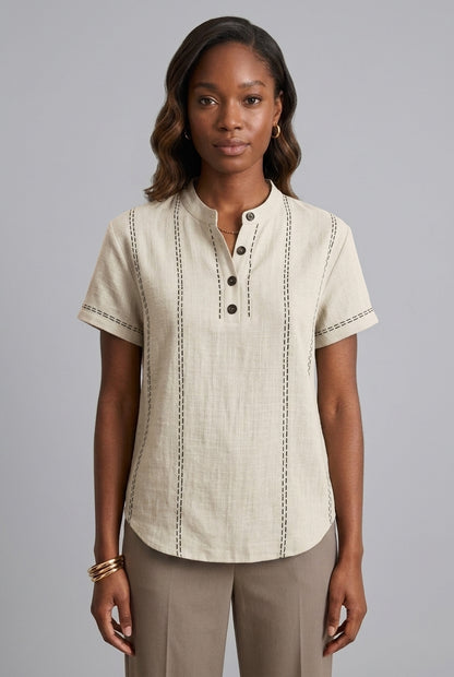 Cybele | Textured Henley Top
