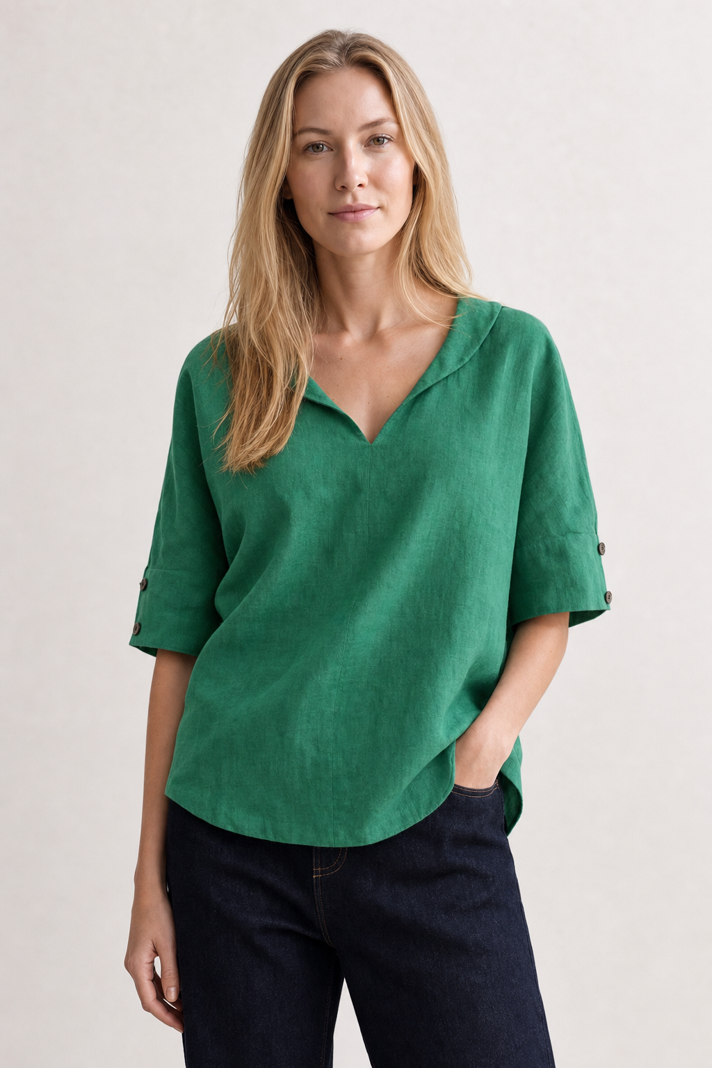 Sophie | Women's Relaxed Linen V-Neck Tunic Blouse