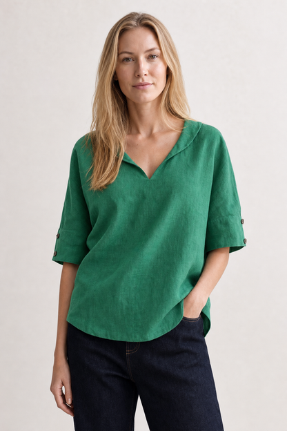 Sophie | Women's Relaxed Linen V-Neck Tunic Blouse