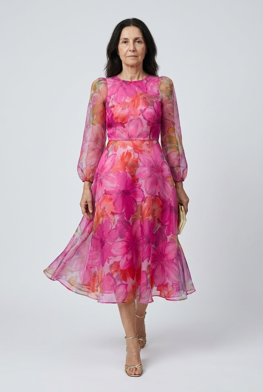 Odetta | Floral Long Sleeve Midi Dress
