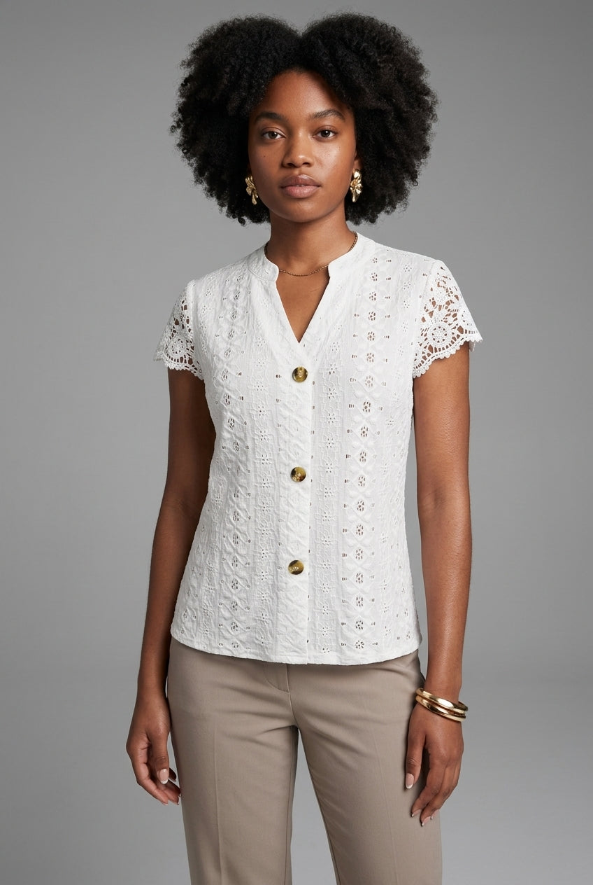 Sylvie | V-Neck Lace Shirt