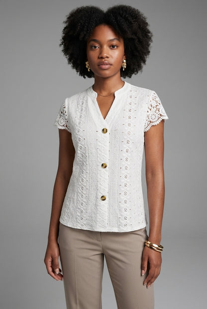 Sylvie | V-Neck Lace Shirt