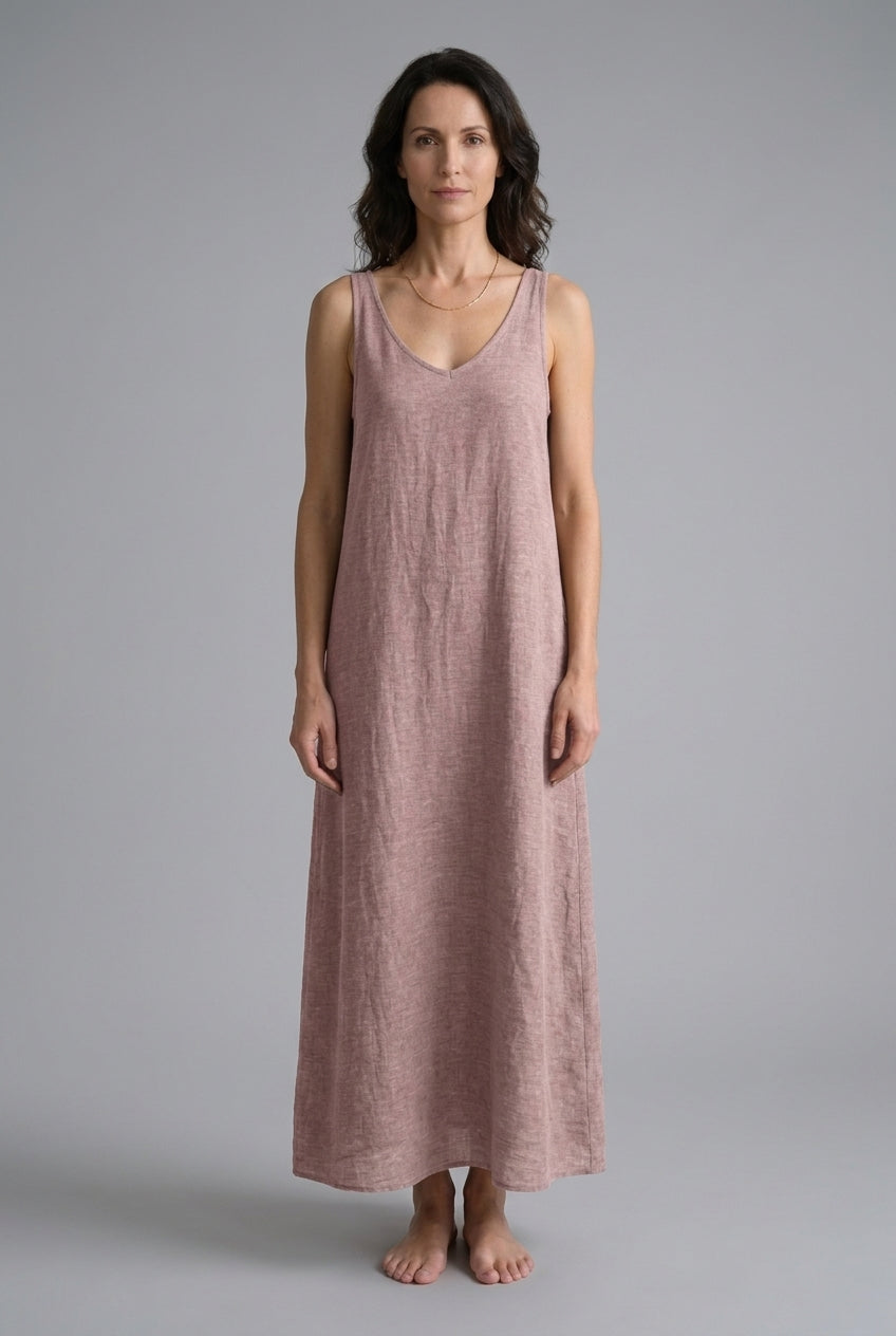 Classic Sleeveless V-Neck Dress for Women, Lightweight Versatile Silhouette, for Casual, Work, Brunch & Everyday Wear