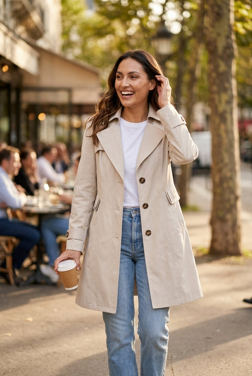 Hila | Women's Everyday Water-Resistant Tailored Rain Coat with Pockets