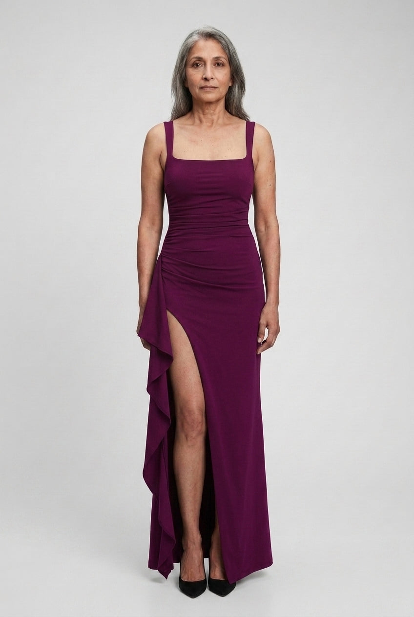 Elegant Open-Back Maxi Dress for Women, Flowing Lightweight Long-Sleeve, for Weddings, Evening & Special Occasions