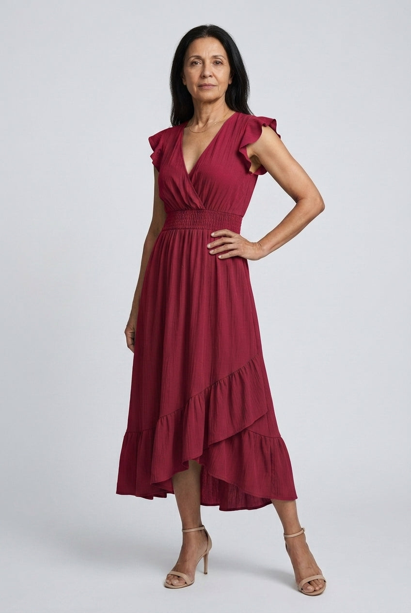 Sancha | Ruffled V-Neck Sleeveless Dress
