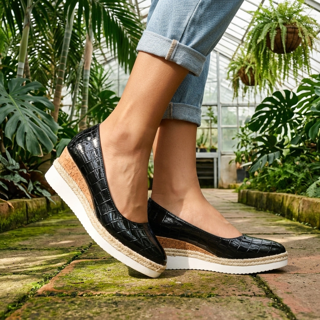 Remy Fabiola | Croc-Textured Espadrille Heels